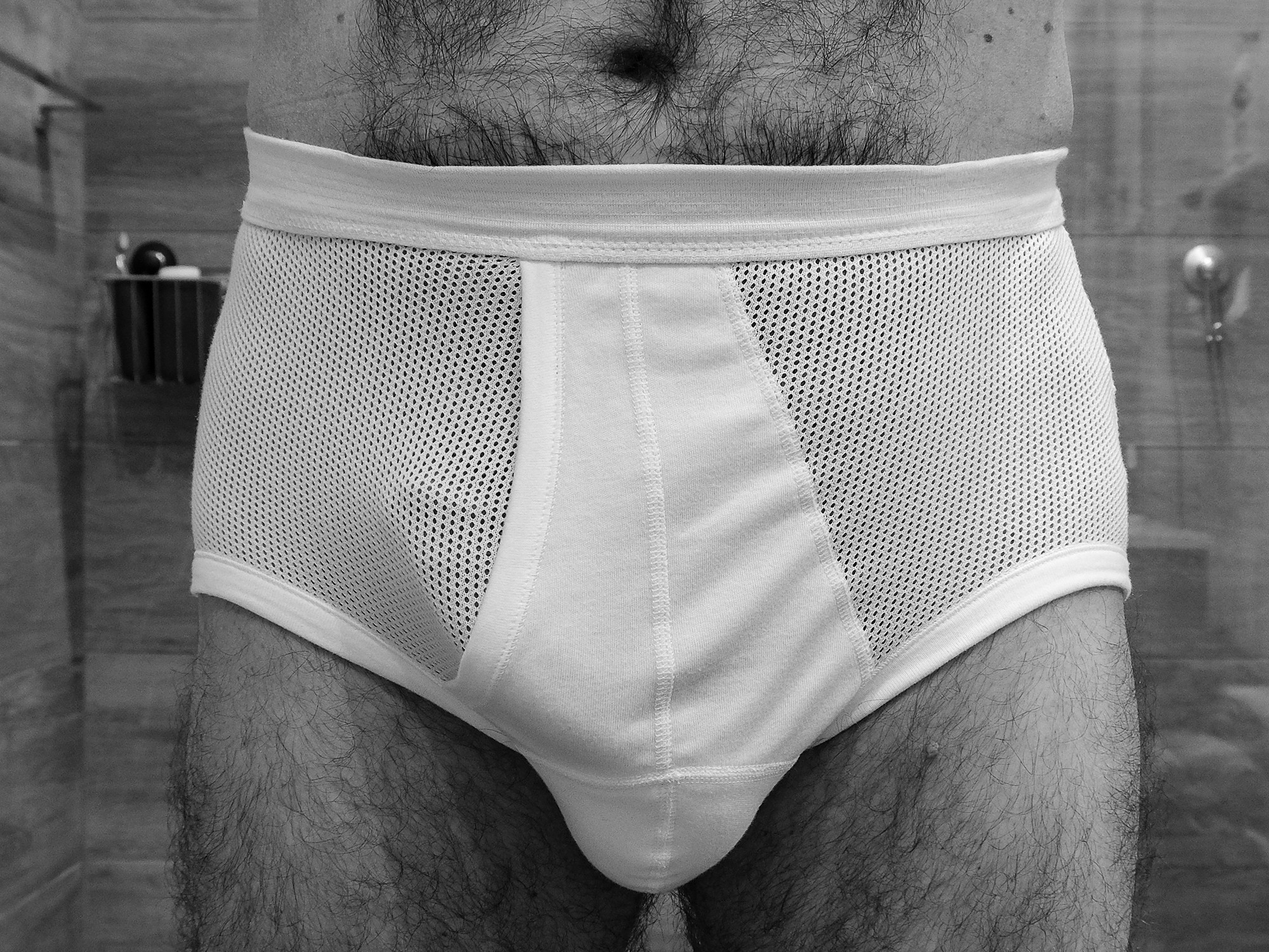 Le slip kangourou à poche blanc taille haute